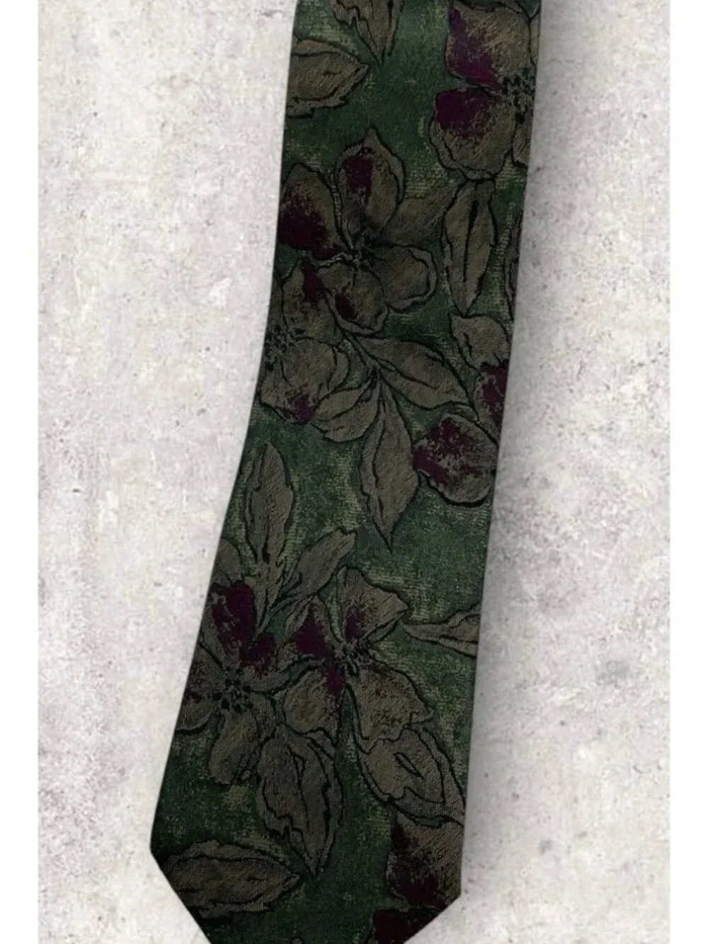 VITALIANO PANCALDI VINTAGE Silk Tie ITALY Green Brown Burgundy Floral W:3.4